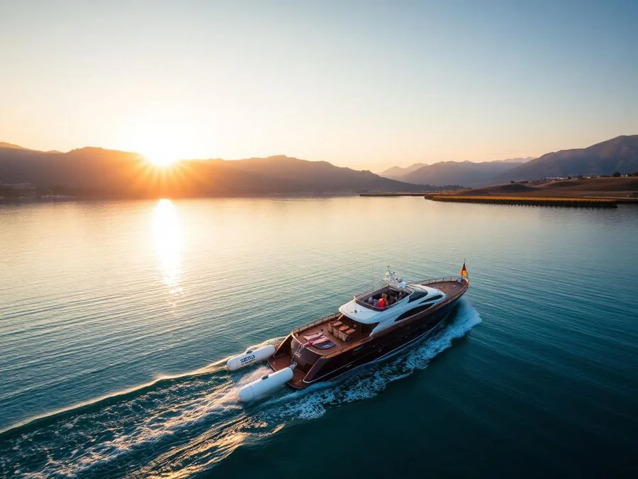 Boot auf einem Schweizer See bei klarem Wetter